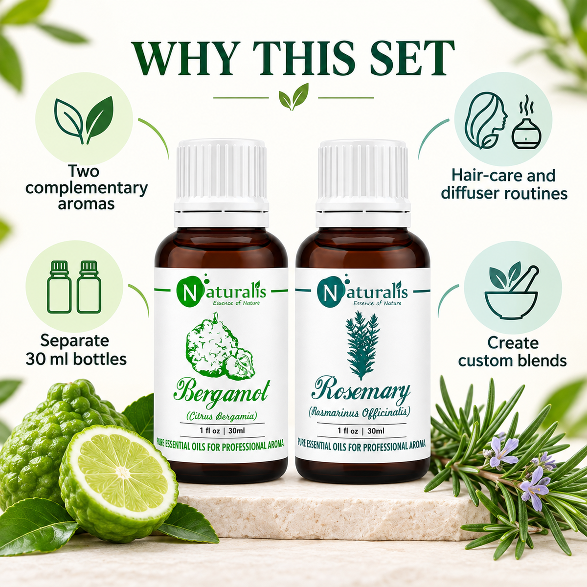 Rosemary and Bergamot Essential Oil Set – why this set