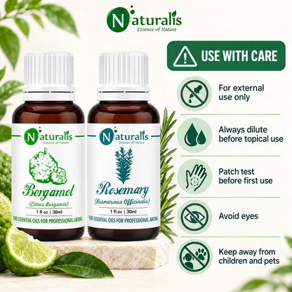 Rosemary and Bergamot Essential Oil Set – use with care