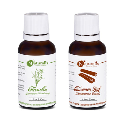 Naturalis Peppermint and Eucalyptus essential oil set of 2 — amber bottles with packaging