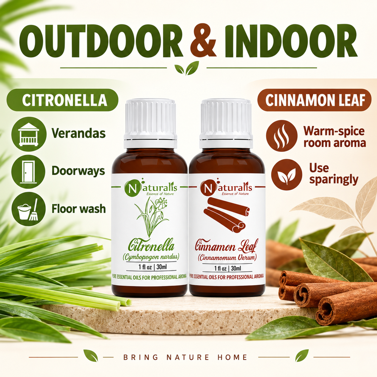 Citronella and Cinnamon Leaf Essential Oil Set – daily routine