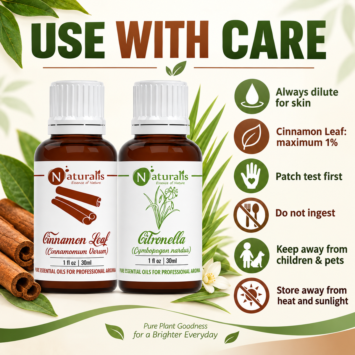 Citronella and Cinnamon Leaf Essential Oil Set – use with care