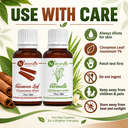 Citronella and Cinnamon Leaf Essential Oil Set – use with care