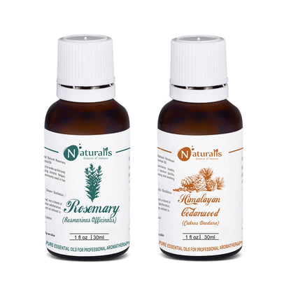 Naturalis Rosemary and Cedarwood essential oil set of 2 with product packaging