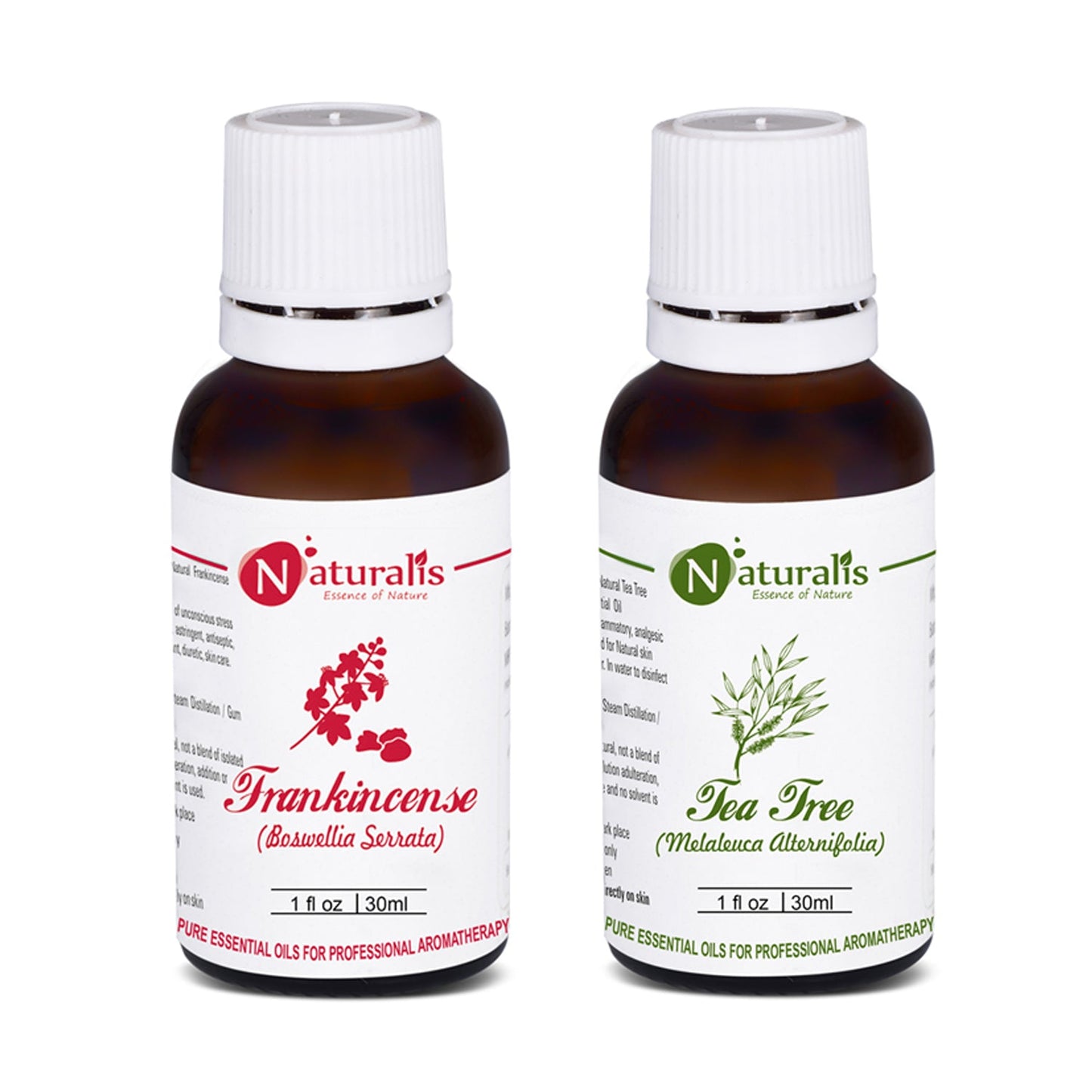 Naturalis Tea Tree and Frankincense Essential Oil Pack of 2 for skin care, pure and natural