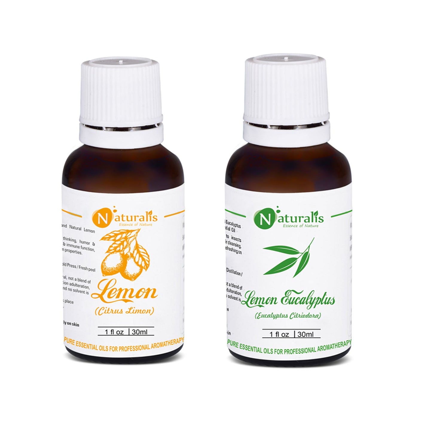 Naturalis Lemon and Lemon Eucalyptus Essential Oil Set of 2 for insect repellent and air freshening