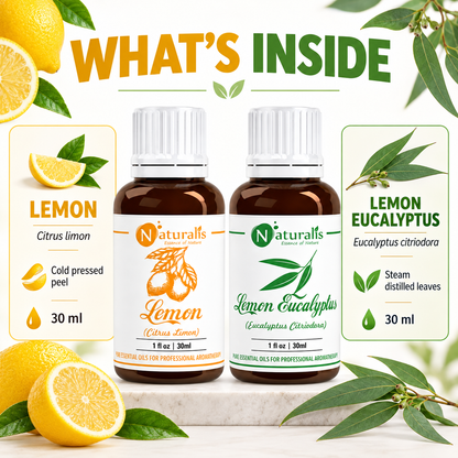 Lemon and Lemon Eucalyptus Essential Oil Set – what's inside