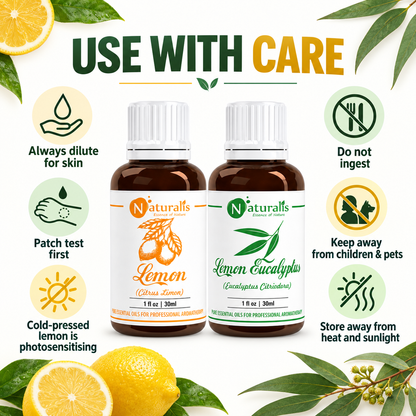 Lemon and Lemon Eucalyptus Essential Oil Set – use with care