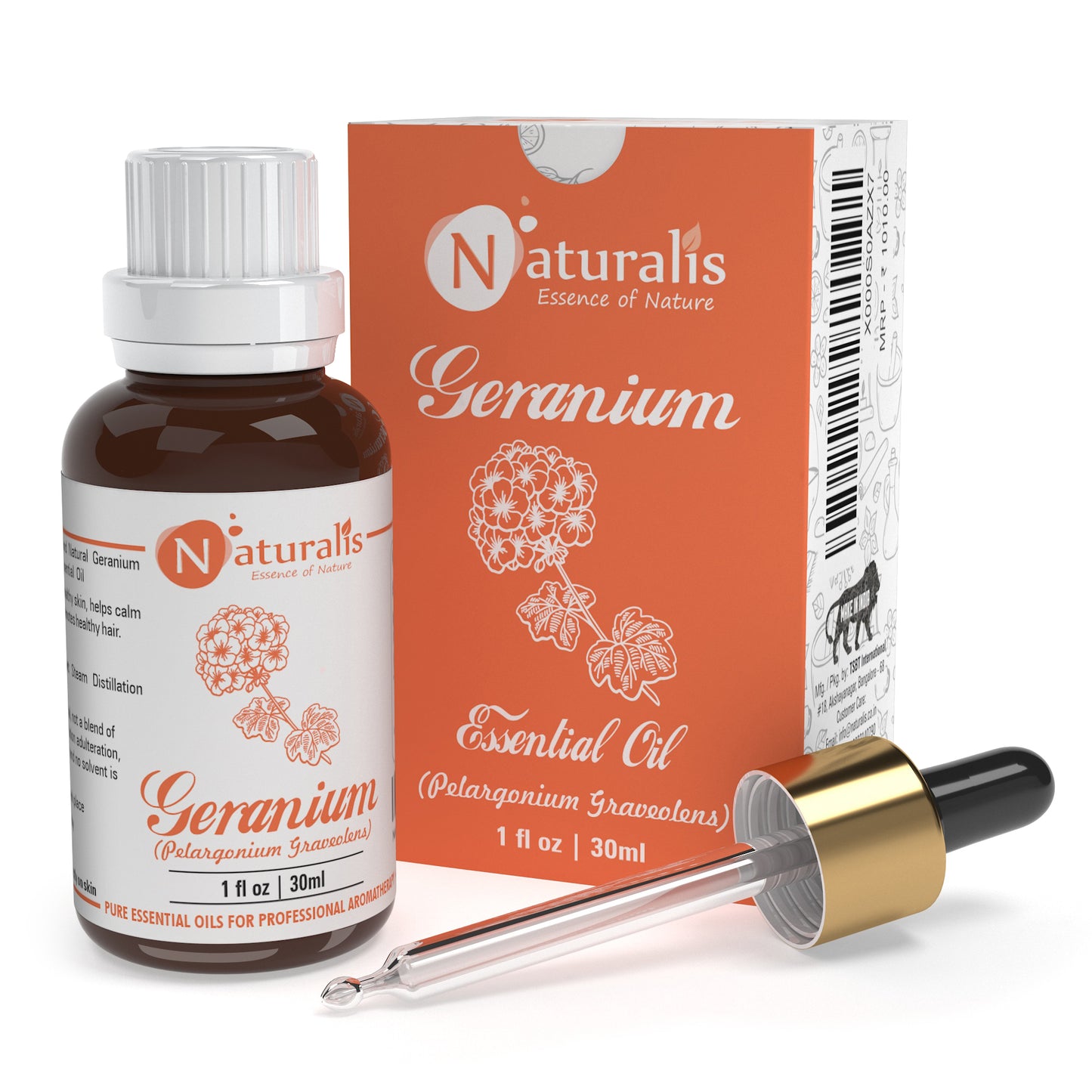 Naturalis geranium oil for skin and emotional balance — bottle view