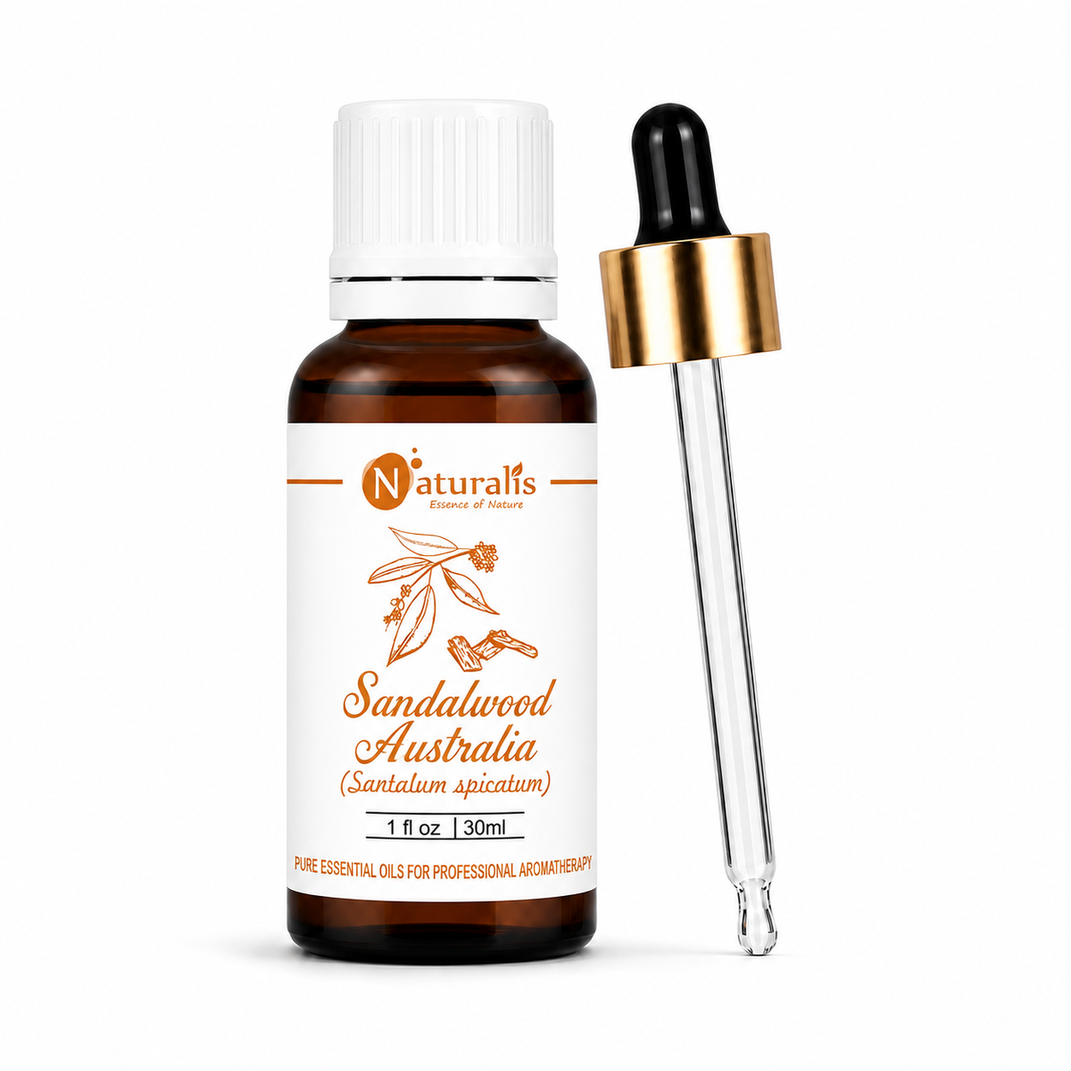 Naturalis Australian sandalwood oil for aromatherapy and home use — detail view