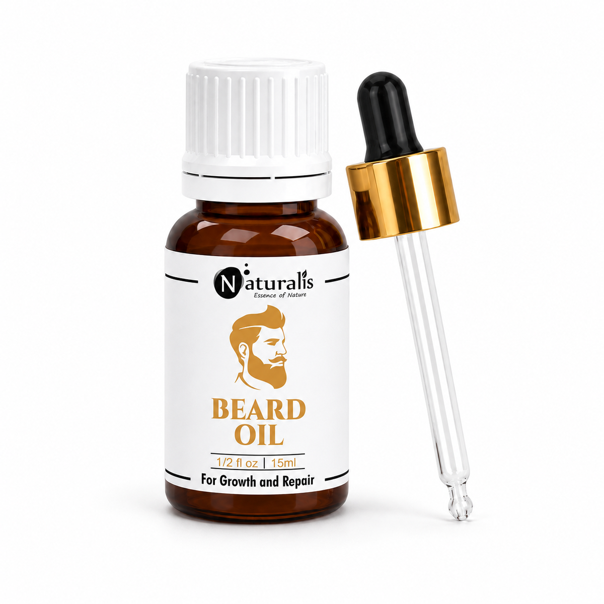 Beard oil for growth and repair by Naturalis, a natural blend — close-up
