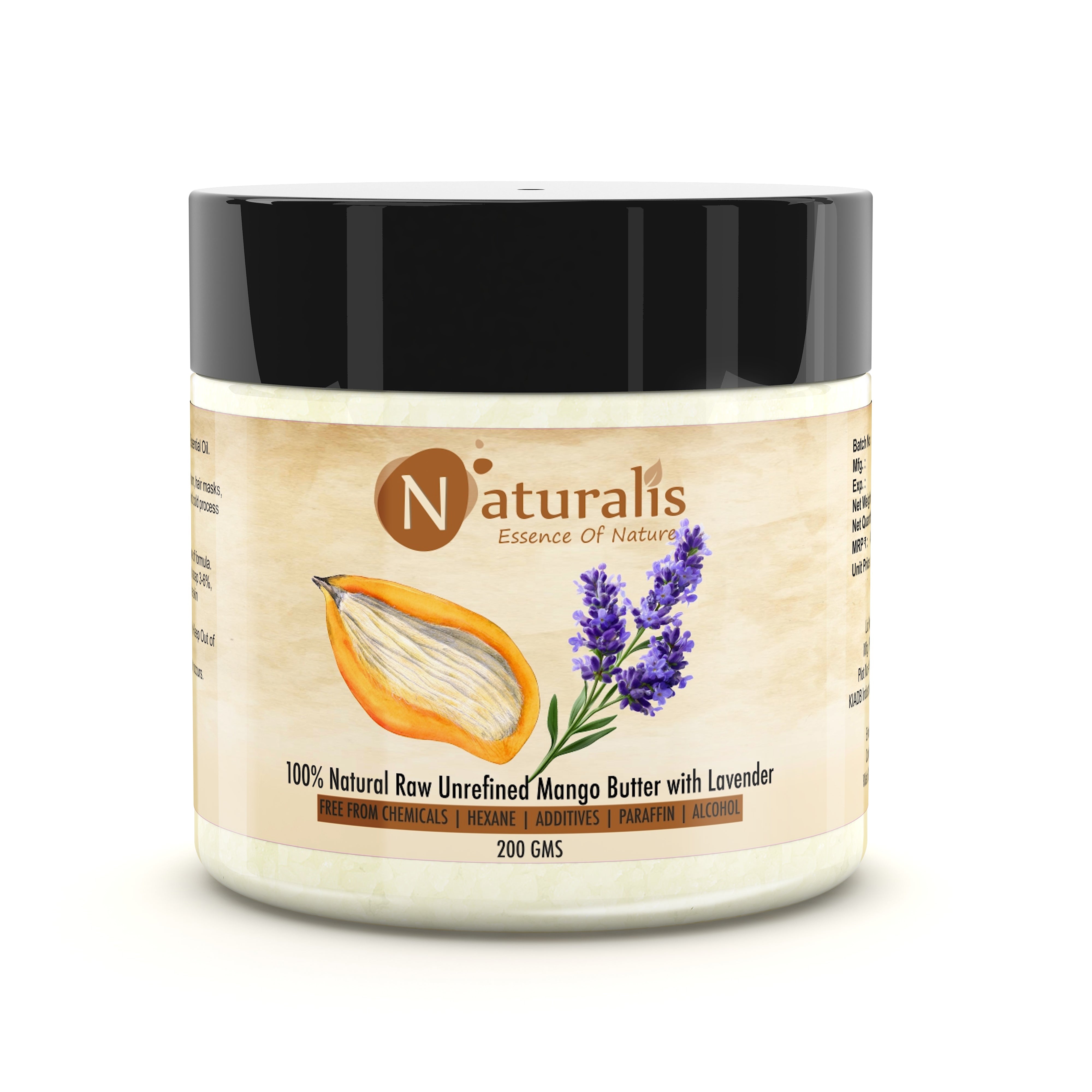 100% Raw Unrefined Mango Butter 200g | Naturalis Pure Ingredient for Lip Balm, Body Butter, Skin Moisturizer