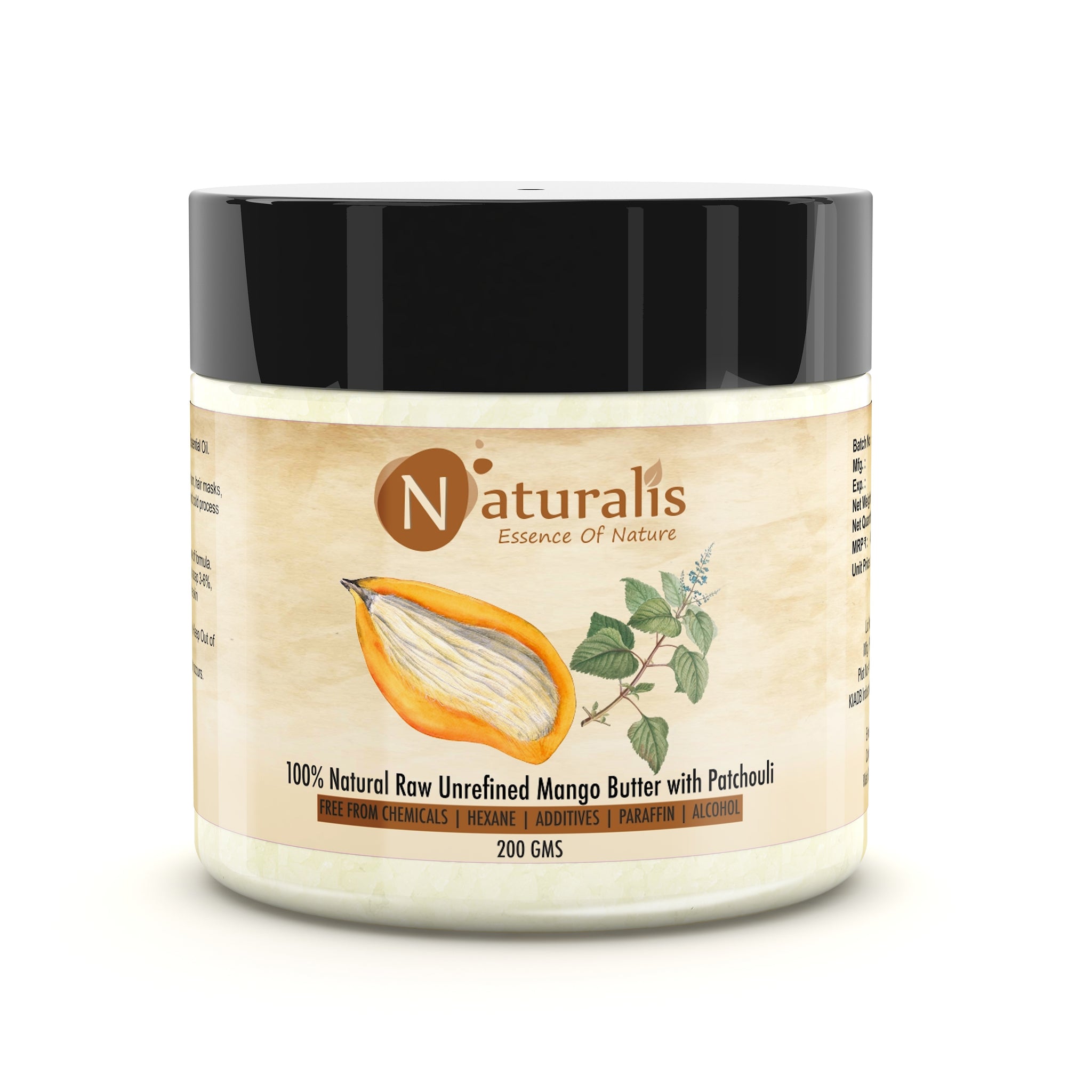 100% Raw Unrefined Mango Butter 200g | Naturalis Pure Ingredient for Lip Balm, Body Butter, Skin Moisturizer