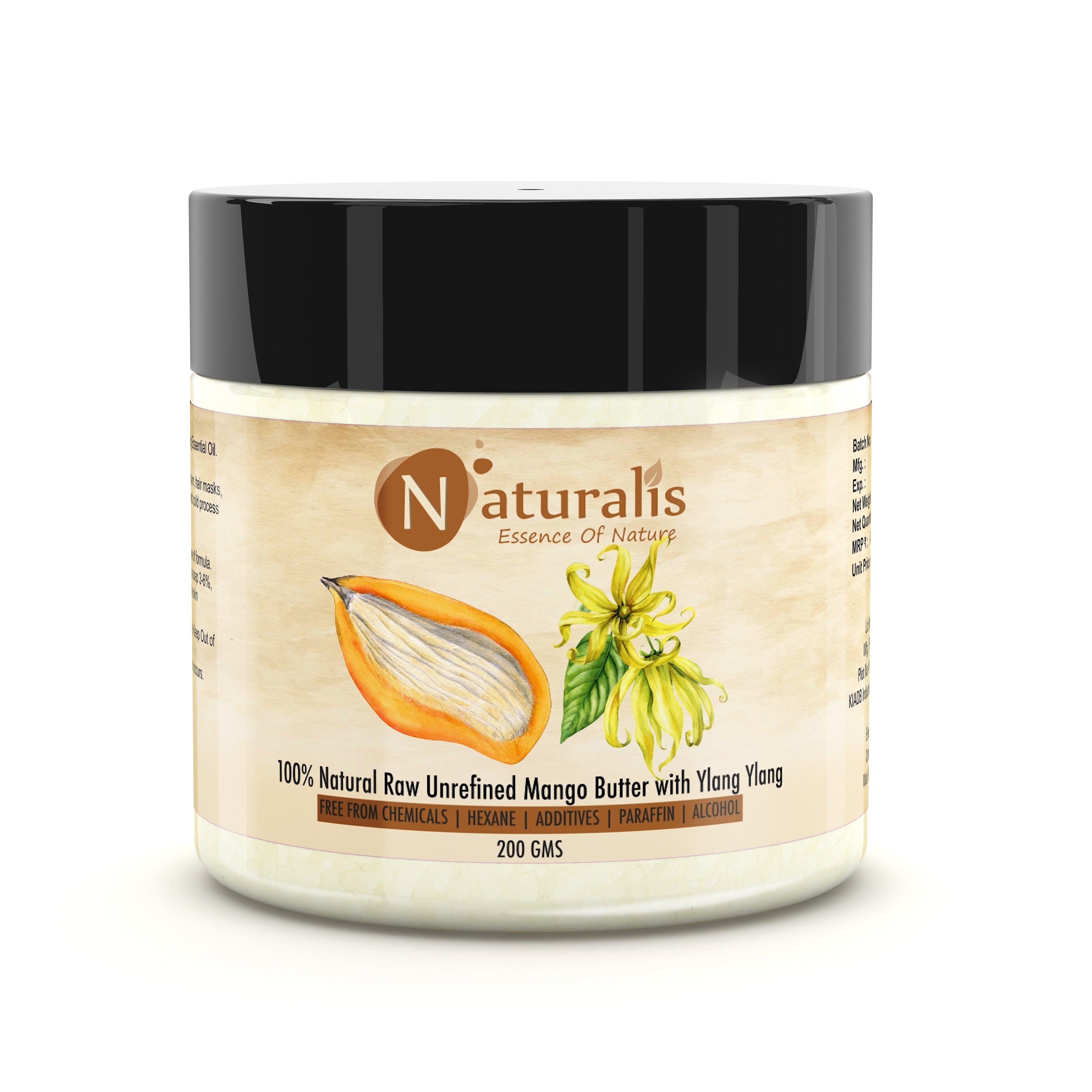 100% Raw Unrefined Mango Butter 200g | Naturalis Pure Ingredient for Lip Balm, Body Butter, Skin Moisturizer