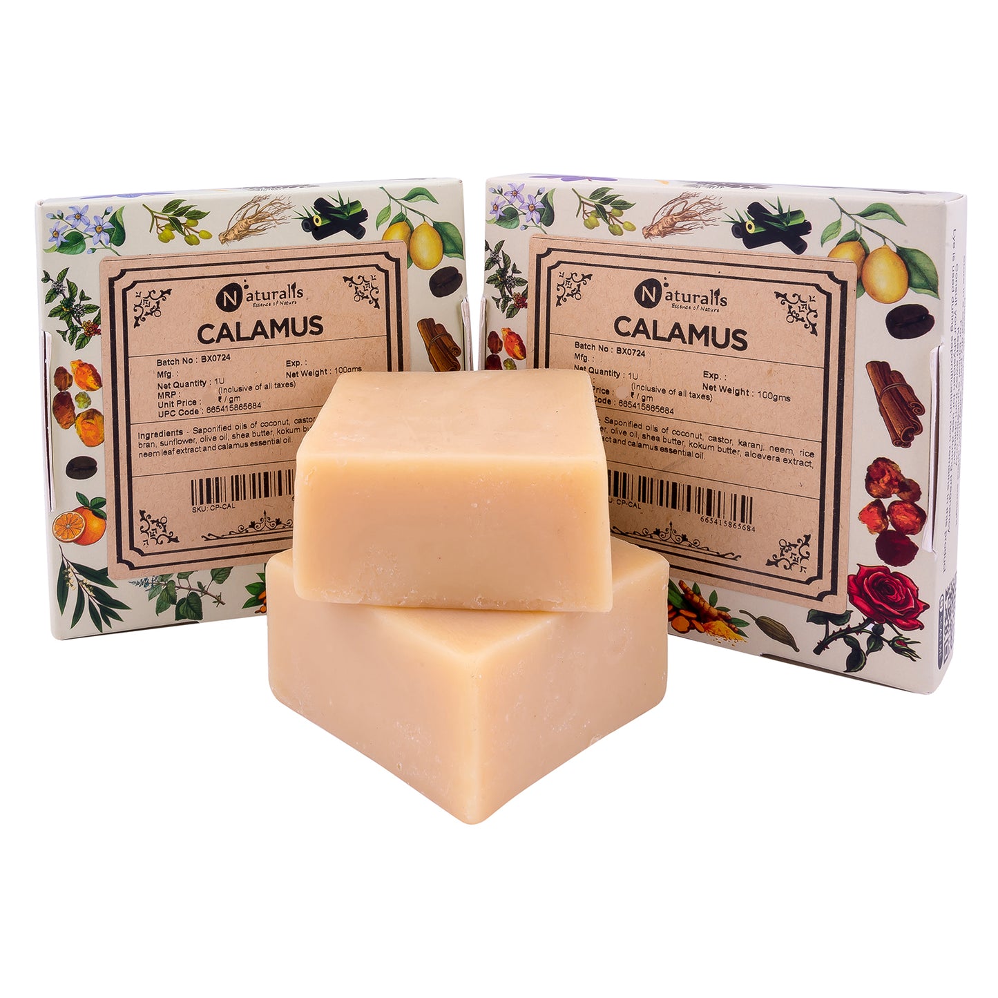 Hand-Milled Luxury Calamus Solid Soap Bar, Made using century old Cold Process Method 100gms