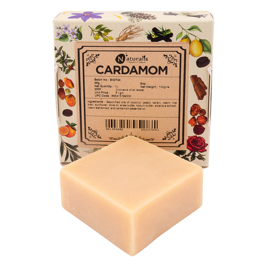 Hand-Milled Luxury Cardamom Solid Soap Bar, Made using century old Cold Process Method 100gms
