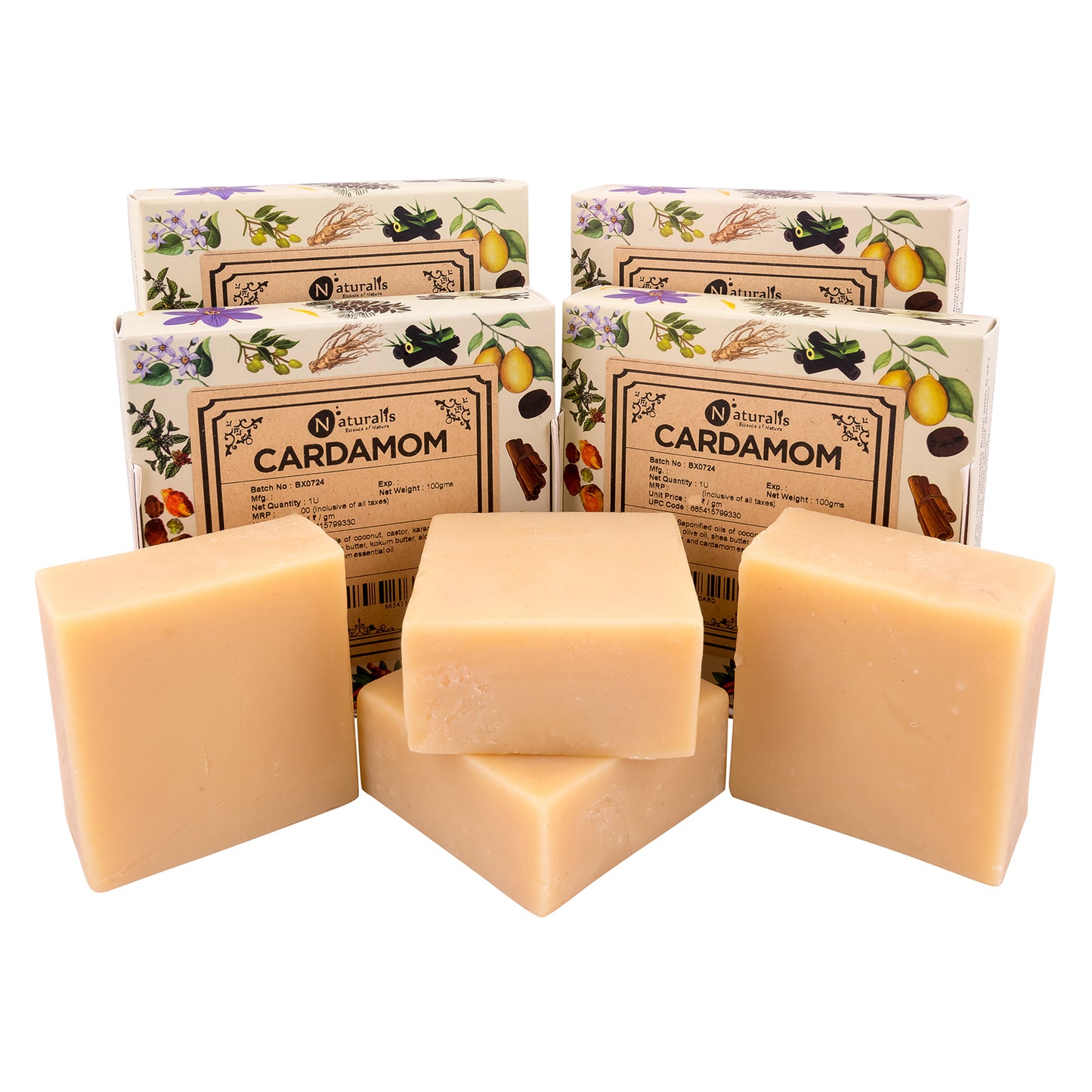 Hand-Milled Luxury Cardamom Solid Soap Bar, Made using century old Cold Process Method 100gms