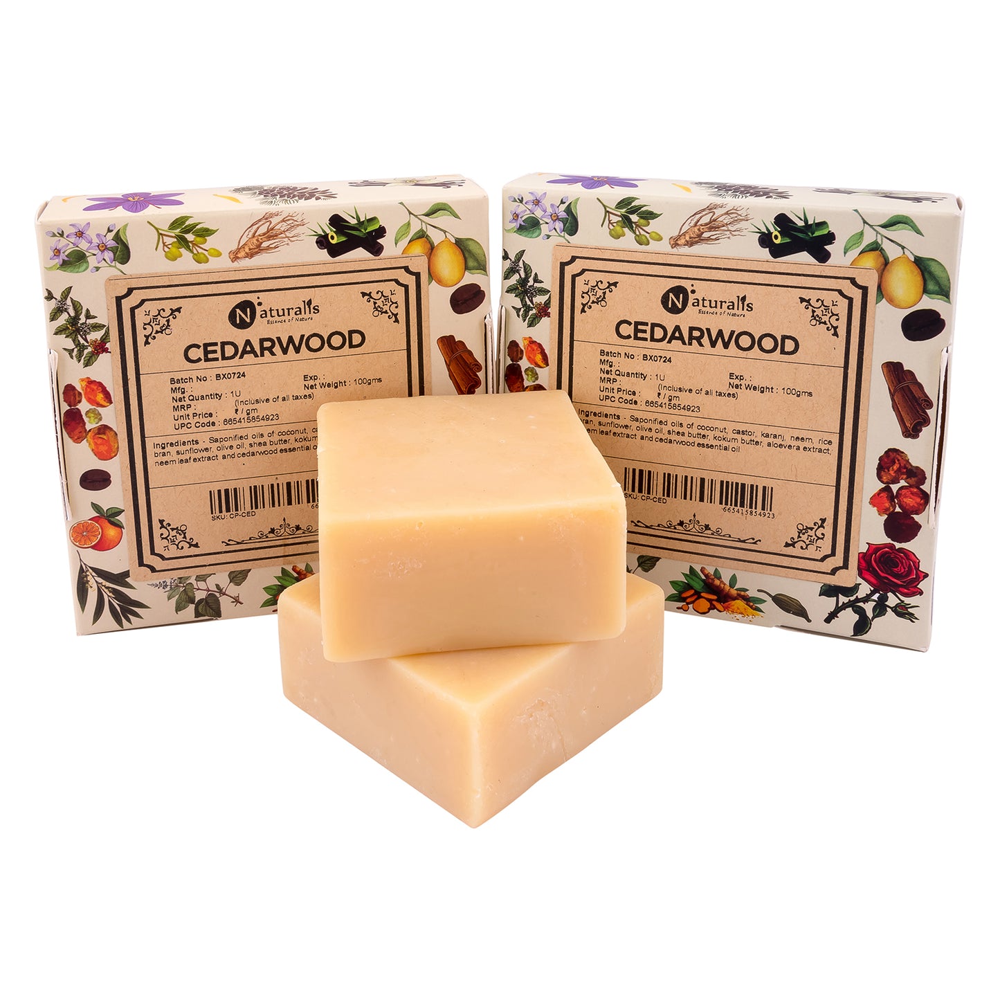 Hand-Milled Luxury Cedarwood Solid Soap Bar, Made using century old Cold Process Method - 100gms