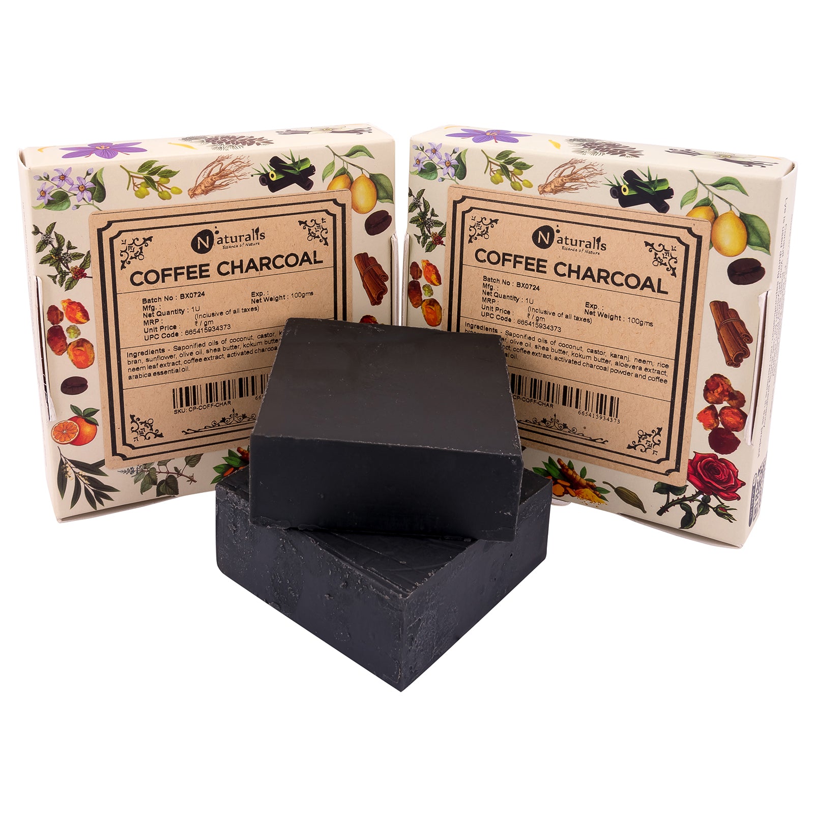 Hand-Milled Luxury Coffee & Activated Bamboo Charcoal Solid Soap Bar | Cold Process Soap | Coffee & Activated Bamboo Charcoal Soap - 100gms | Deep Cleansing and Detoxifying