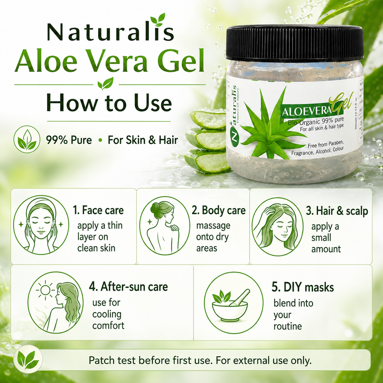 Natural Aloe Vera Gel – for Skin, Face & Hair, 300gms