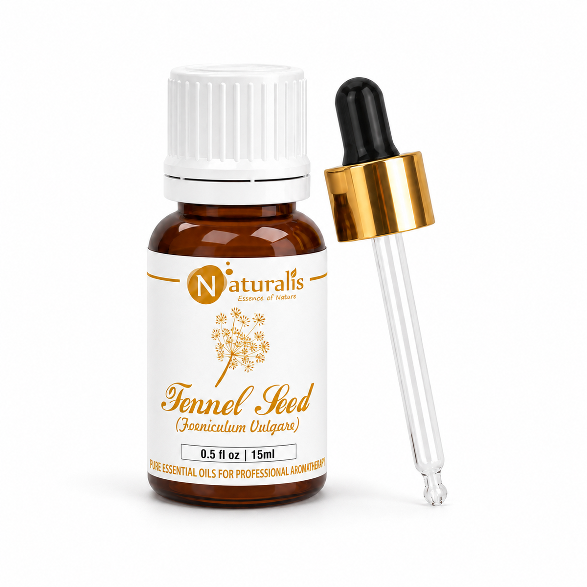 Fennel seed essential oil by Naturalis, pure and natural — close-up