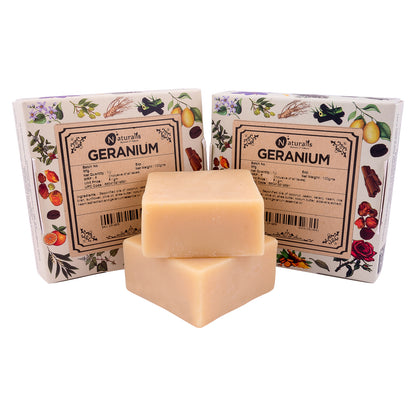 Hand-Milled Luxury Geranium Solid Soap Bar, Made using century-old Cold Process Method - 100gms