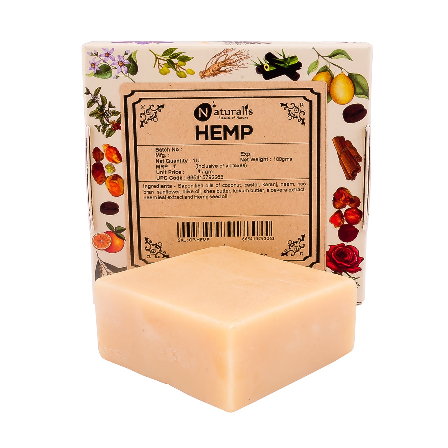 Hand-Milled Luxury Hemp Solid Soap Bar, Made using century-old Cold Process Method - 100gms
