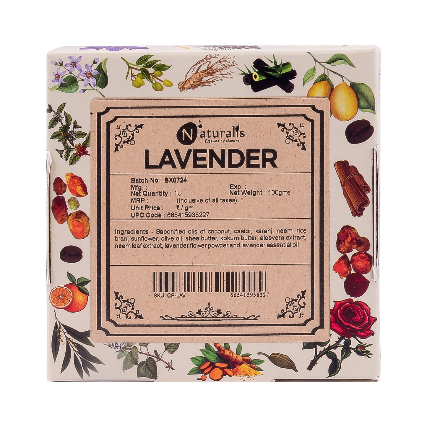 Hand-Milled Luxury Lavender Solid Soap Bar, Made using century-old Cold Process Method - 100gms