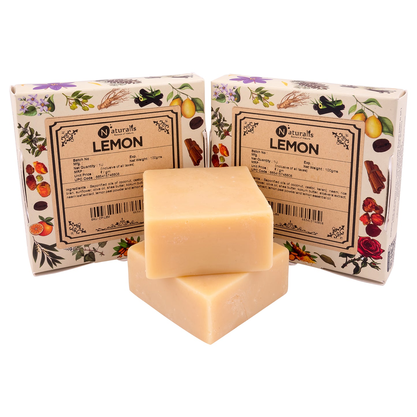 Hand-Milled Luxury Lemon Solid Soap Bar | Cold Process Soap | triple butter handmade soap- 100gms