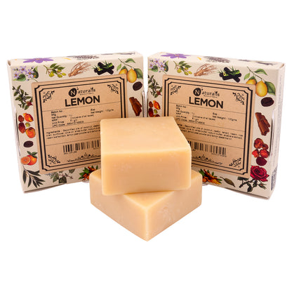 Hand-Milled Luxury Lemon Solid Soap Bar | Cold Process Soap | triple butter handmade soap- 100gms