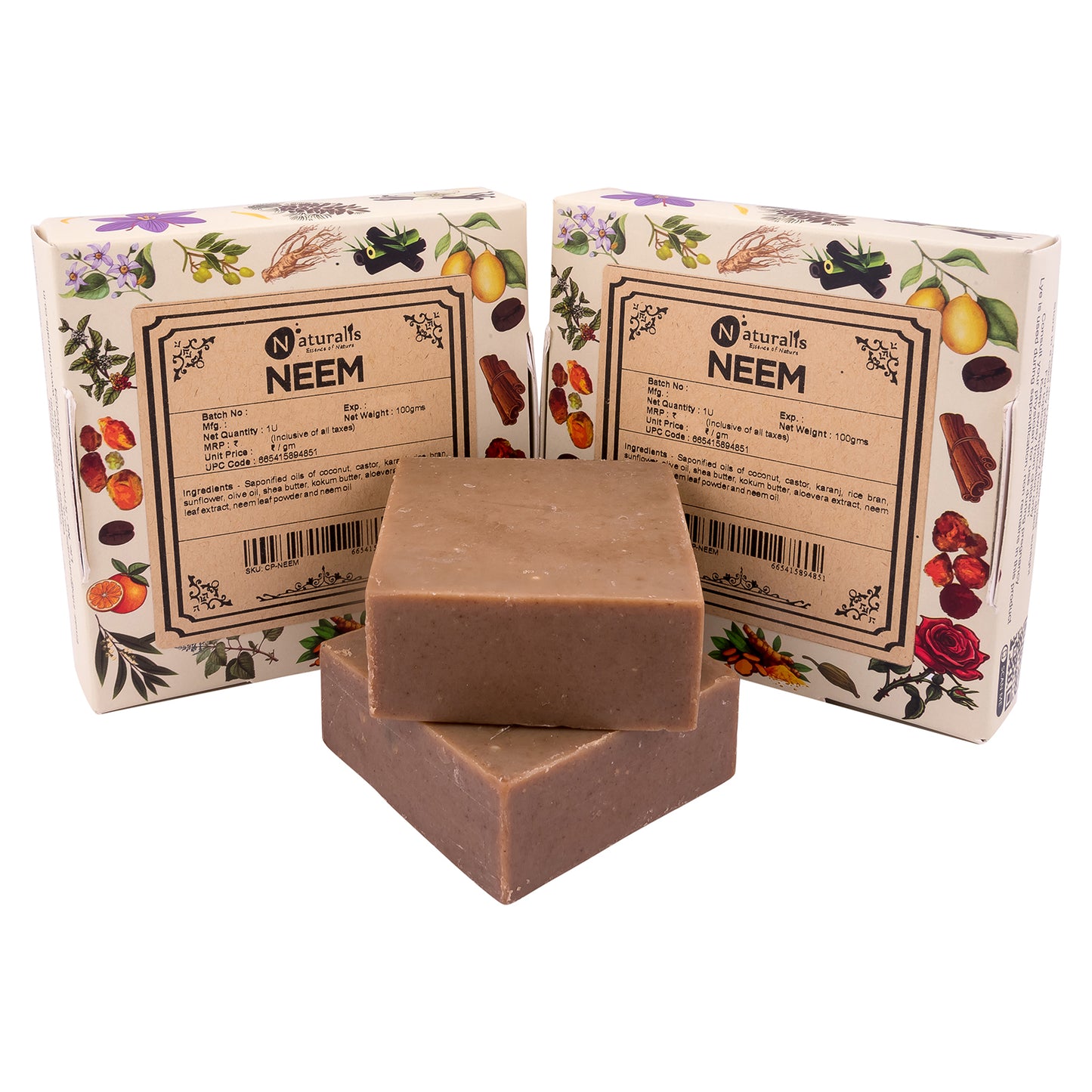 Hand-Milled Luxury Neem Solid Soap Bar | Cold Process Soap | Neem Soap - 100gms | Antibacterial and Antifungal