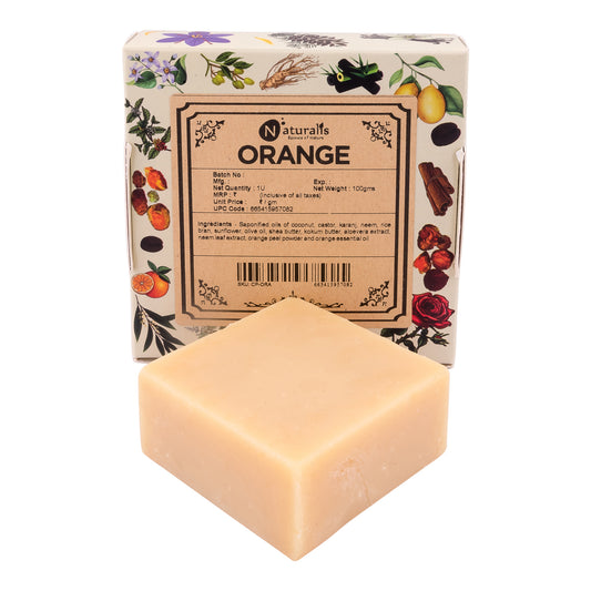 Hand-Milled Luxury Orange Solid Soap Bar, Made using century-old Cold Process Method - 100gms