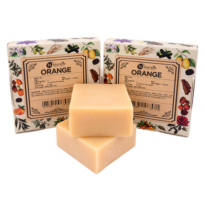 Hand-Milled Luxury Orange Solid Soap Bar, Made using century-old Cold Process Method - 100gms