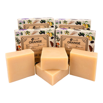 Hand-Milled Luxury Orange Solid Soap Bar, Made using century-old Cold Process Method - 100gms