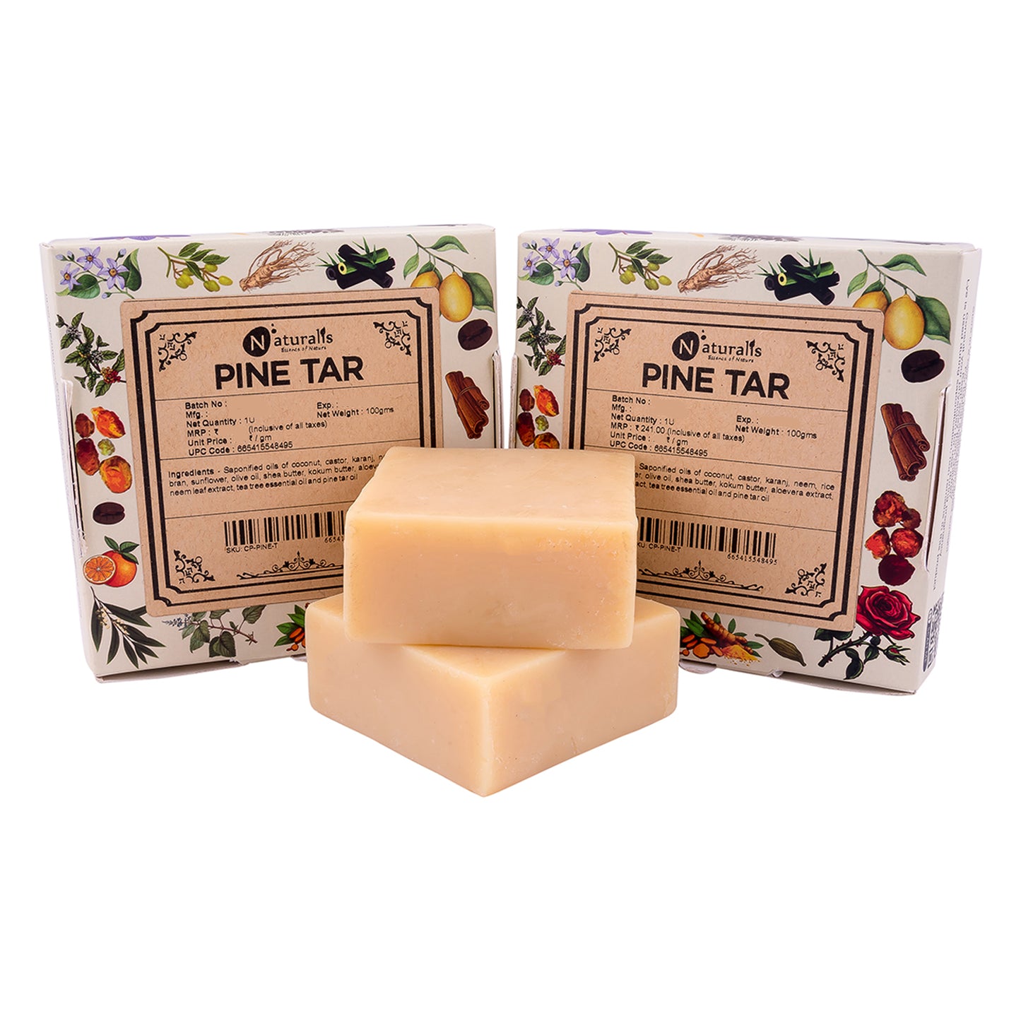Hand-Milled Luxury Pine Tar Solid Soap Bar, Made using century-old Cold Process Method - 100gms