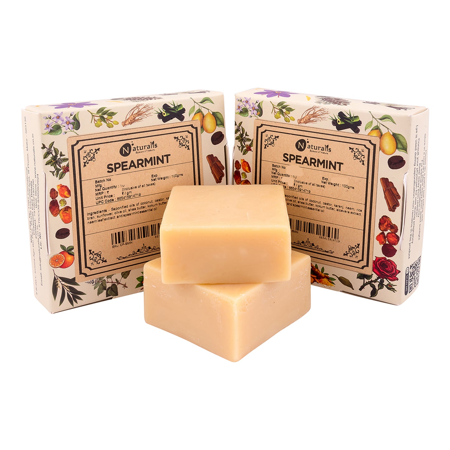 Hand-Milled Luxury Spearmint Solid Soap Bar, Made using century old Cold Process Method 100gms