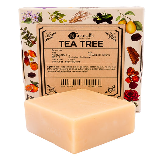 Hand-Milled Luxury Tea Tree Solid Soap Bar, Made using century-old Cold Process Method - 100gms