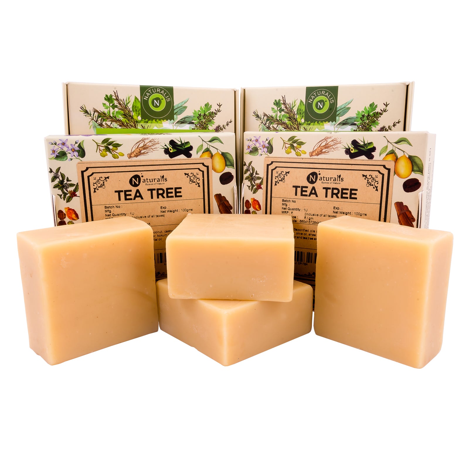 Handmade Tea Tree solid soap bar, 100g cold process soap for daily bathing — close-up