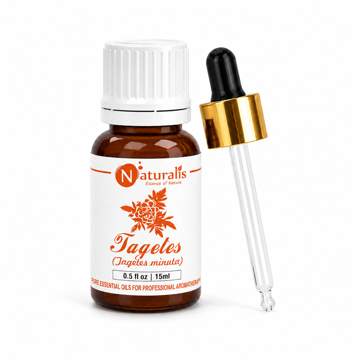 Tagetes essential oil by Naturalis, pure and natural — close-up