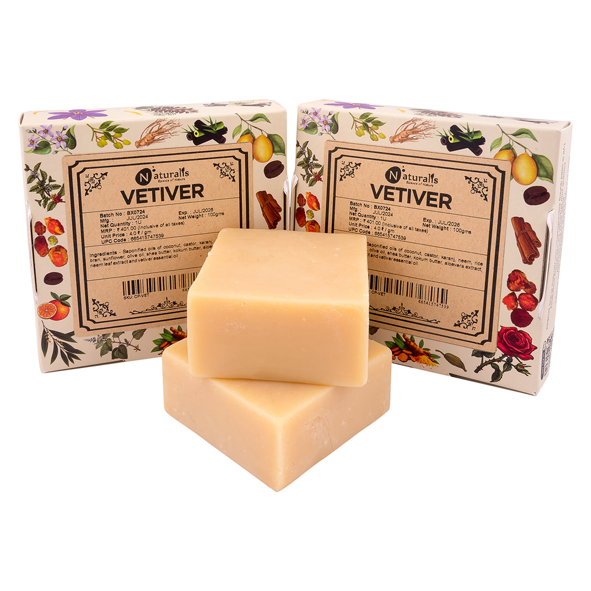 Vetiver cold process soap bar, 100g handmade natural soap by Naturalis — alternate view