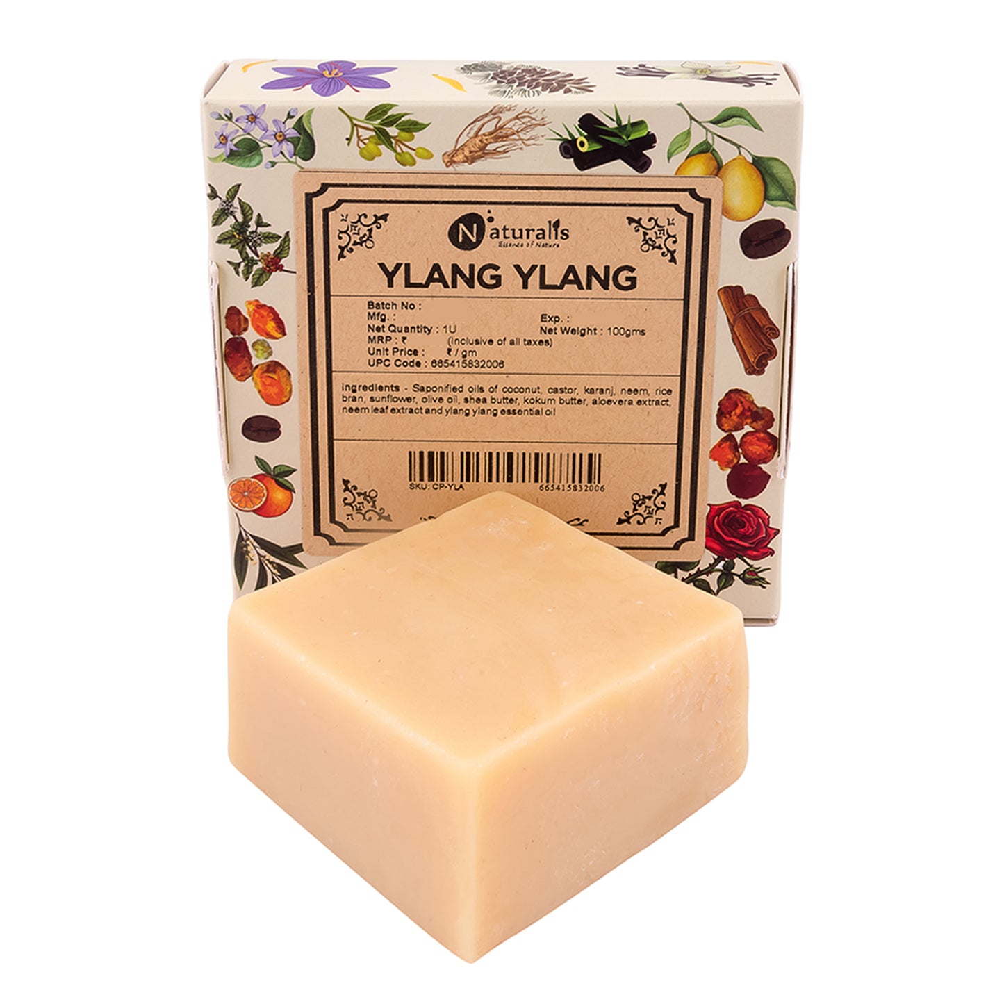Naturalis hand-milled Ylang Ylang cold process soap bar, 100g natural handmade soap