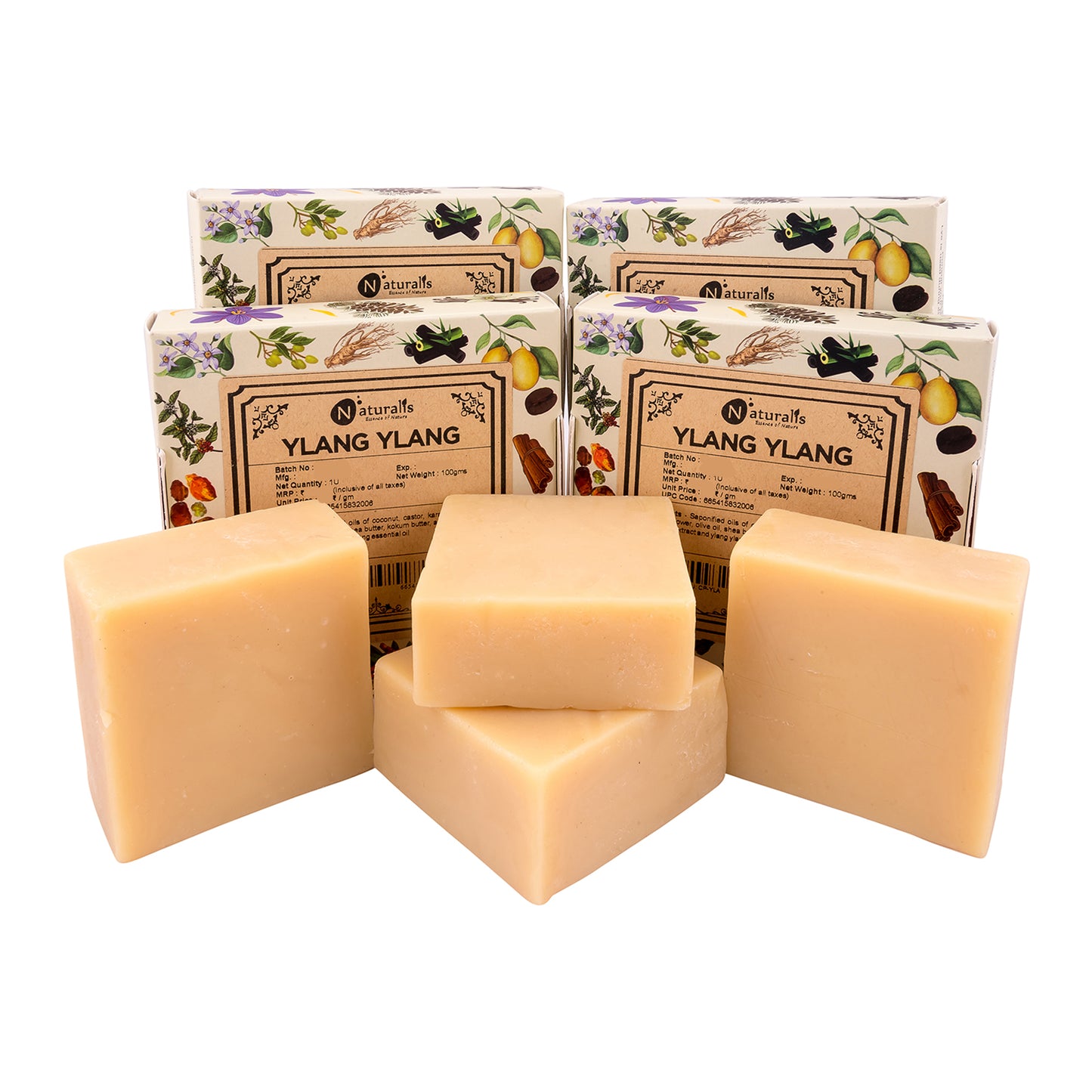Handmade Ylang Ylang solid soap bar, 100g cold process soap for daily bathing — close-up