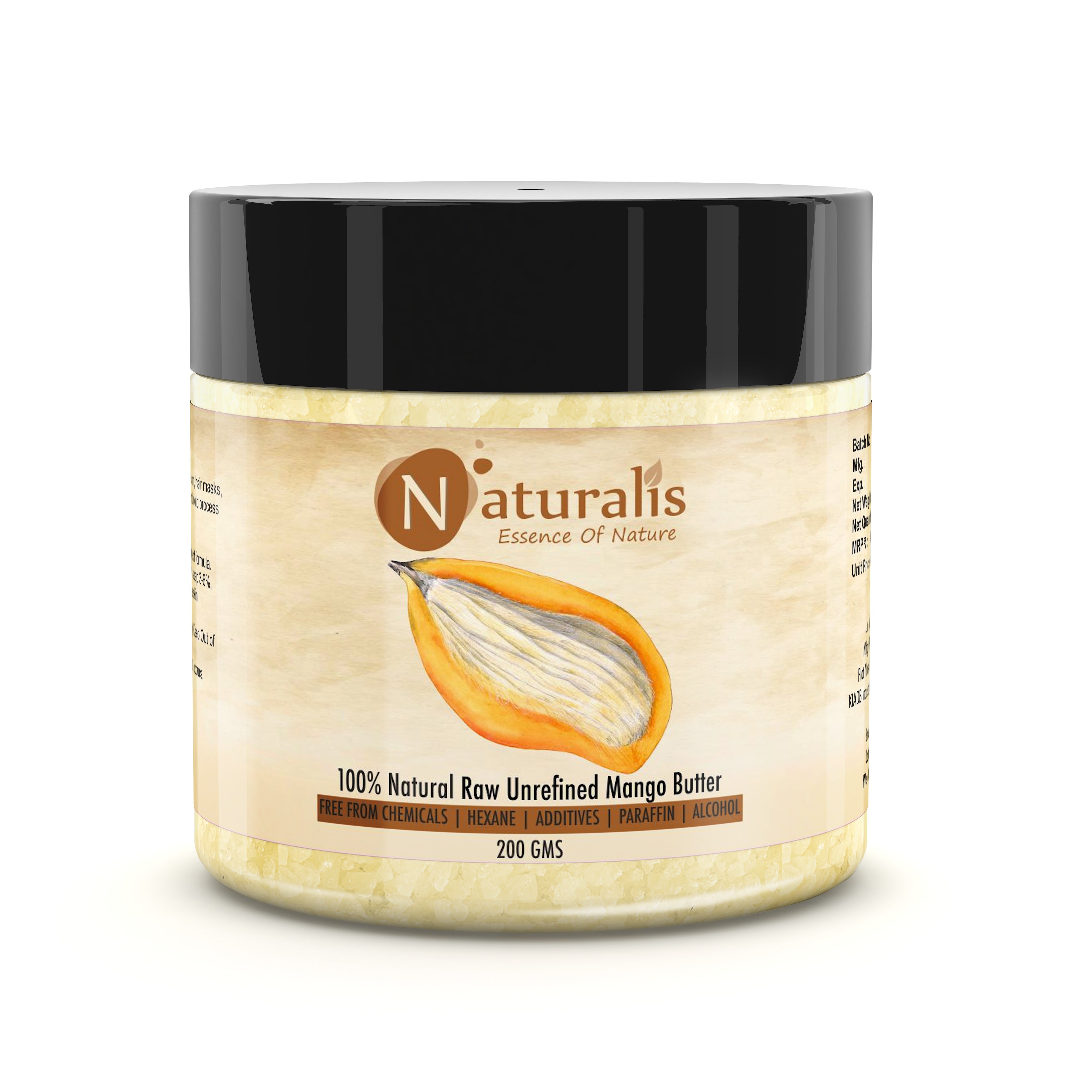 100% Raw Unrefined Mango Butter 200g | Naturalis Pure Ingredient for Lip Balm, Body Butter, Skin Moisturizer