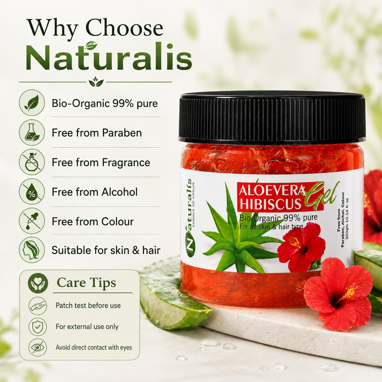 Aloe Vera and Hibiscus ingredient benefits in Naturalis Aloe Vera Hibiscus Gel