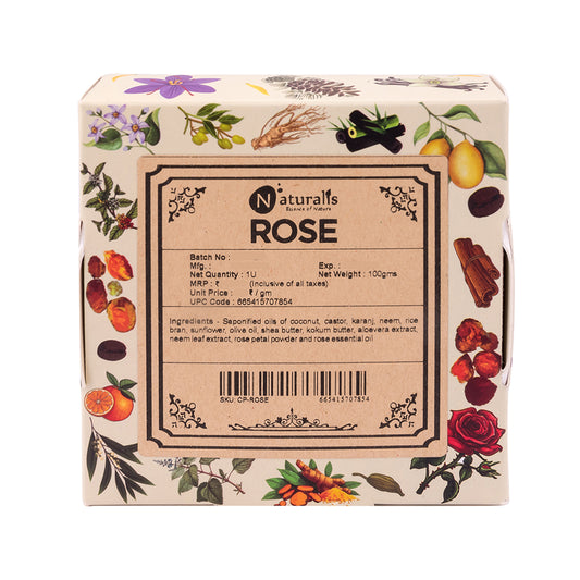 Naturalis hand-milled Rose cold process soap bar, 100g natural handmade soap