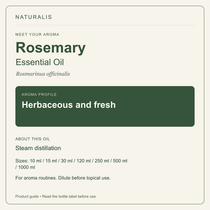 Naturalis Rosemary Essential Oil - aroma profile, botanical details and bottle sizes