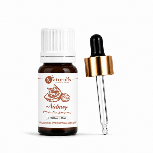 Naturalis Nutmeg Essential Oil 10ml bottle with dropper - 100% pure Myristica fragrans essential oil