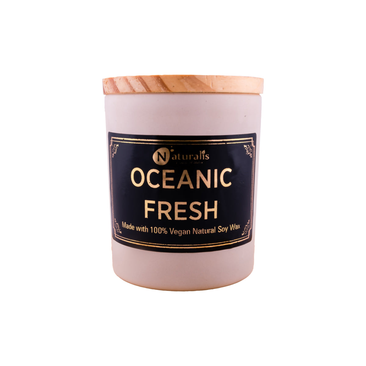 Naturalis Oceanic Fresh scented soy wax candle in a glass jar