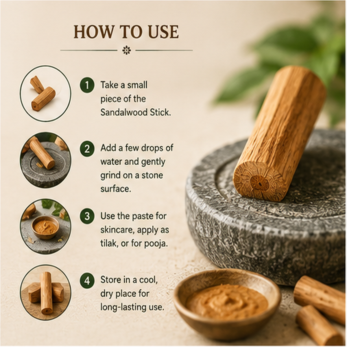 How to use Naturalis Sandalwood Chandan Stick infographic