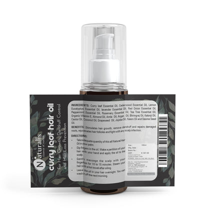 Naturalis Curry Leaves Natural Premium Hair Oil for Growth, Dandruff, Hair Loss and Rejuvenate Follicles, Non sticky all Natural product No Parabens & No Mineral Oil - Naturalis