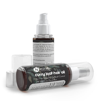 Naturalis Curry Leaves Natural Premium Hair Oil for Growth, Dandruff, Hair Loss and Rejuvenate Follicles, Non sticky all Natural product No Parabens & No Mineral Oil - Naturalis
